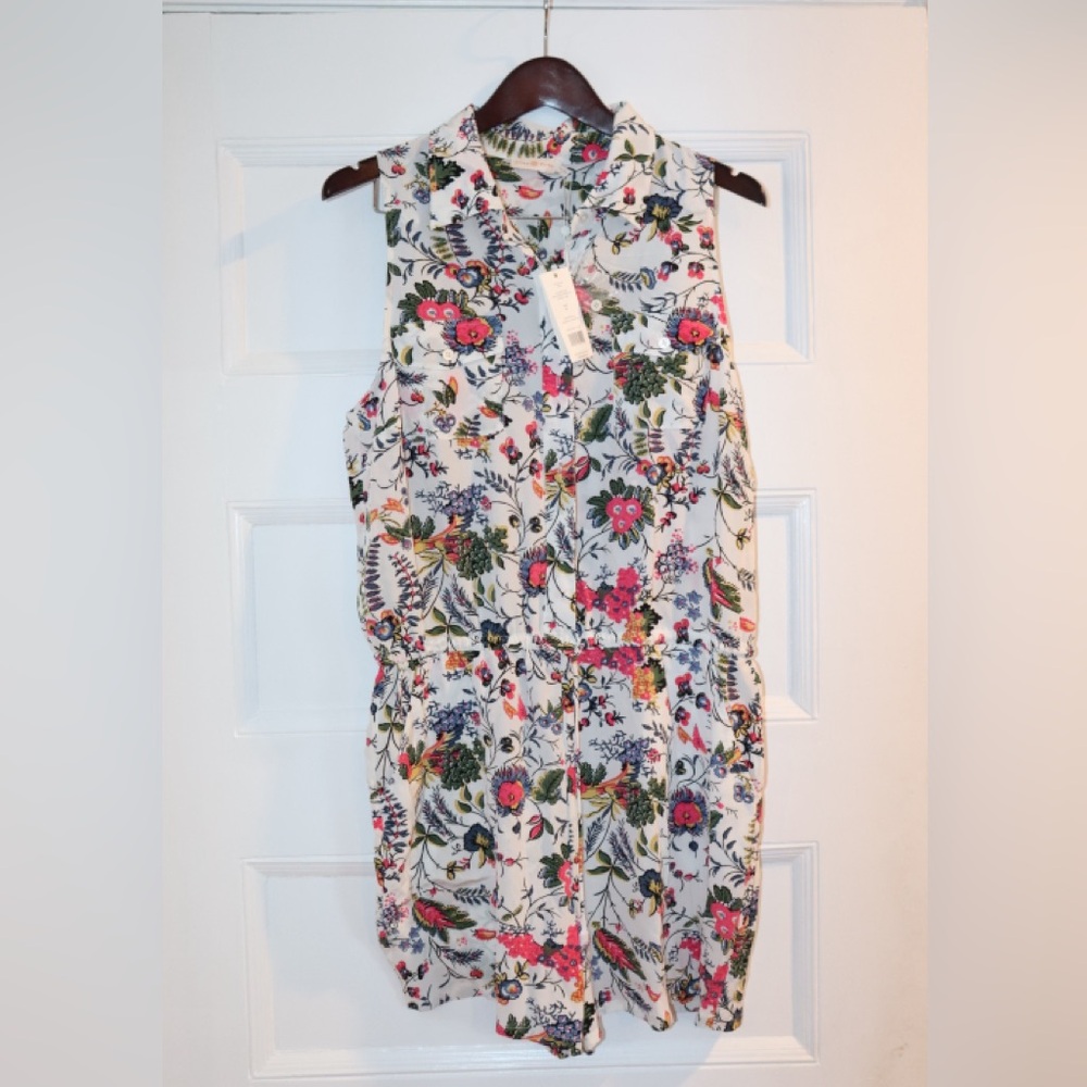 Tory Burch Floral Sleeveless Romper - Pink and Green